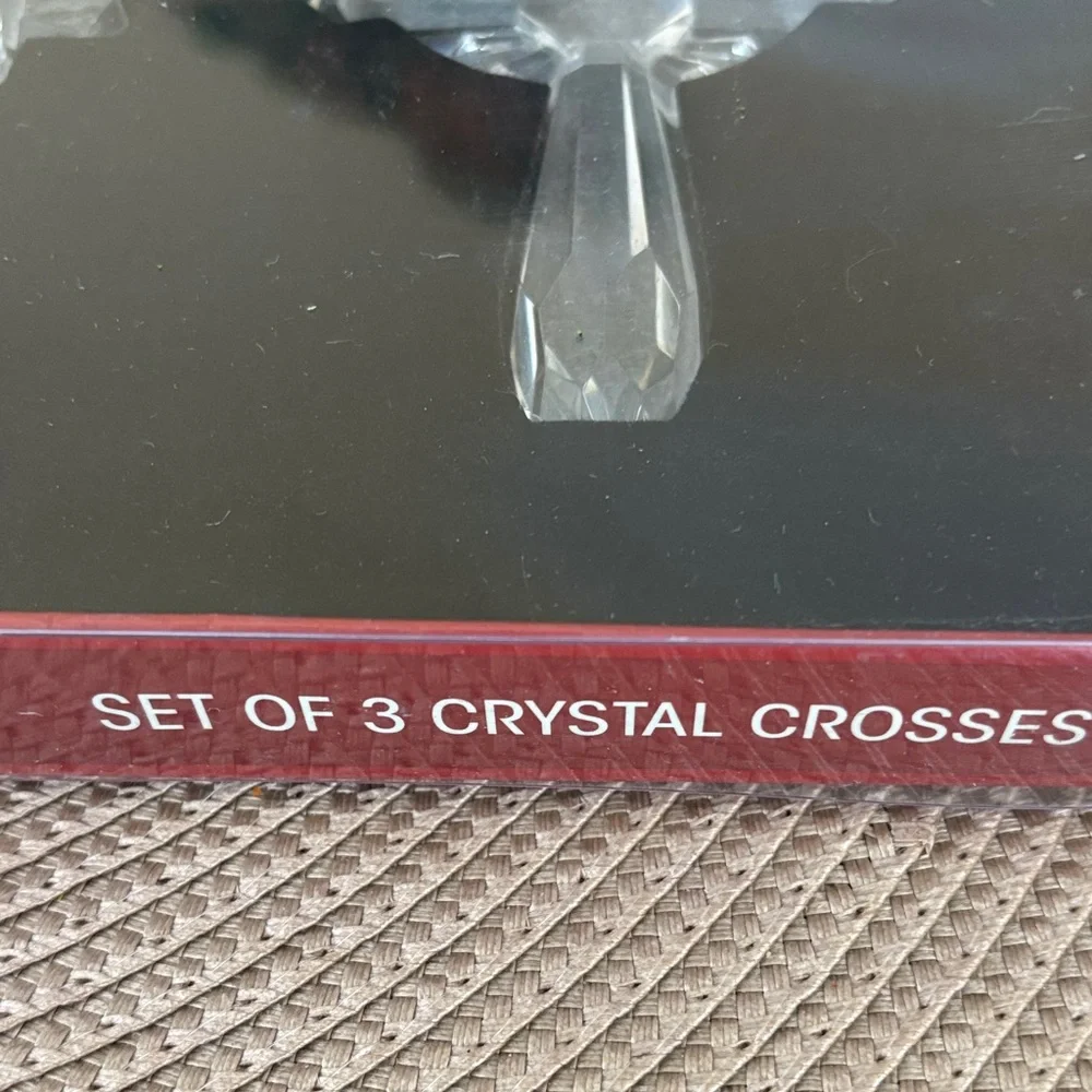 Belk Clear Crystal Cross Ornaments Set of 3 in Original Package Never Opened